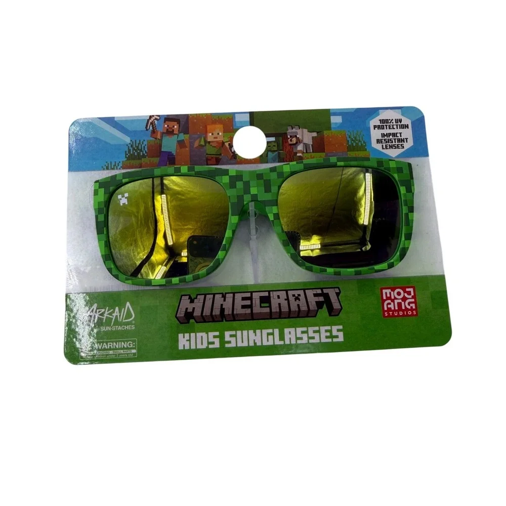 Minecraft Kids Sunglasses Creeper Green Pixel UV Protection Sun-Staches Arkaid